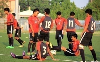 Kalyani Academy boys practice under lights at Barasat Stadium