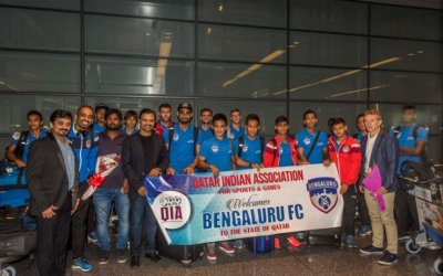 WARM WELCOME FOR JSW BENGALURU FC AT DOHA AIRPORT