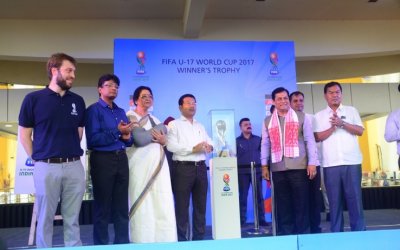 ASSAM CM SARBANANDA SONOWAL LAUNCHES FIFA U-17 WORLD CUP HOST CITY LOGO AND WINNER'S  TROPHY