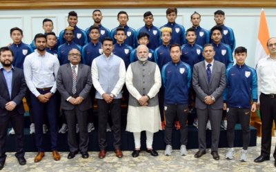 SHRI NARENDRA MODI MEETS INDIA U-17 SQUAD IN NEW DELHI