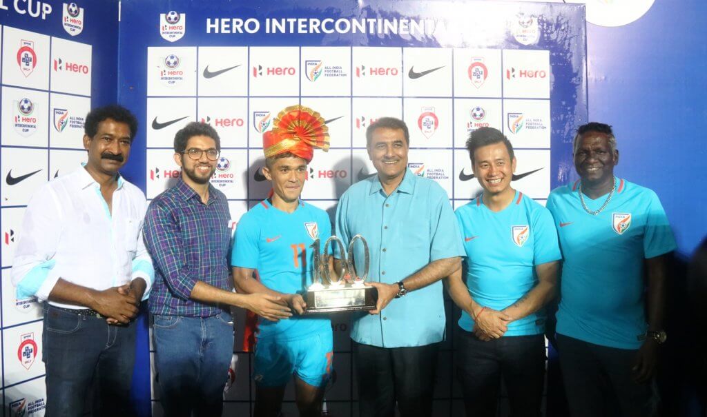 Sunil Chhetri, Praful Patel, Bhaichung Bhutia, IM Vijayan, Aditya Thackeray, Mumbai Football Arena